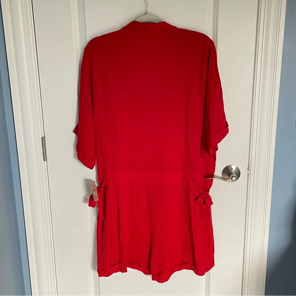 New! For Days Red Short Sleeve Utility Romper - 29623 - Picture 7 of 14
